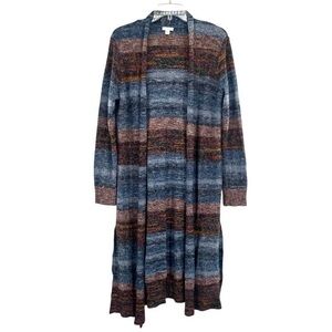 J. Jill Ombre Striped Long Open Front Cardigan Sweater Duster